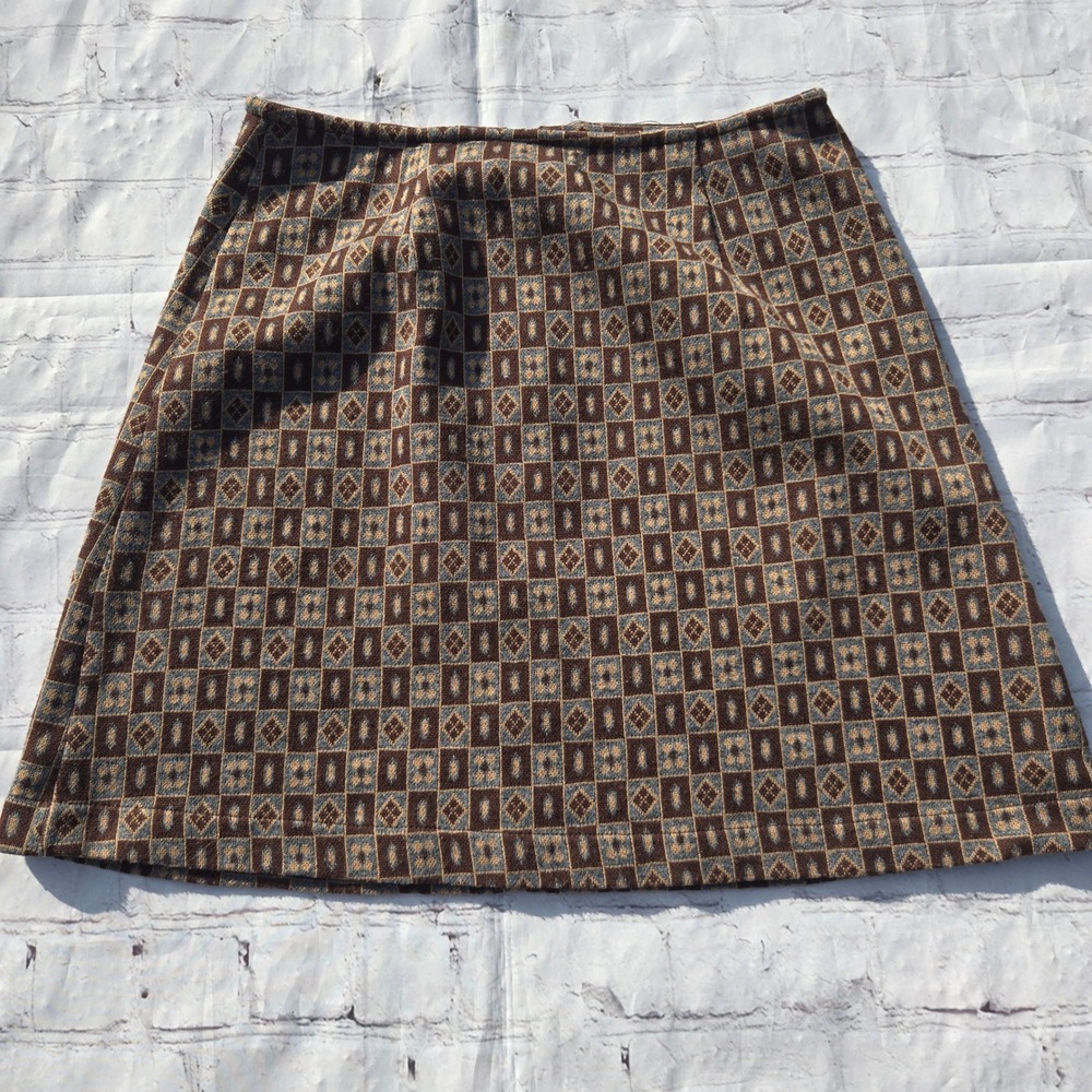 Vtg 90s express knit mini skirt retro geo print sz sm dark academia 60's grunge